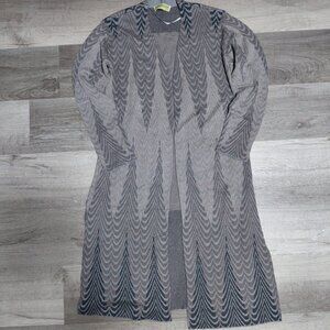 Sigrid Olsen Signature Long Sleeve Open Front Drifter Sweater Zig Zag Pattern